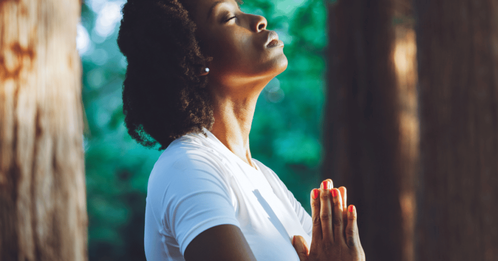 young woman meditating 