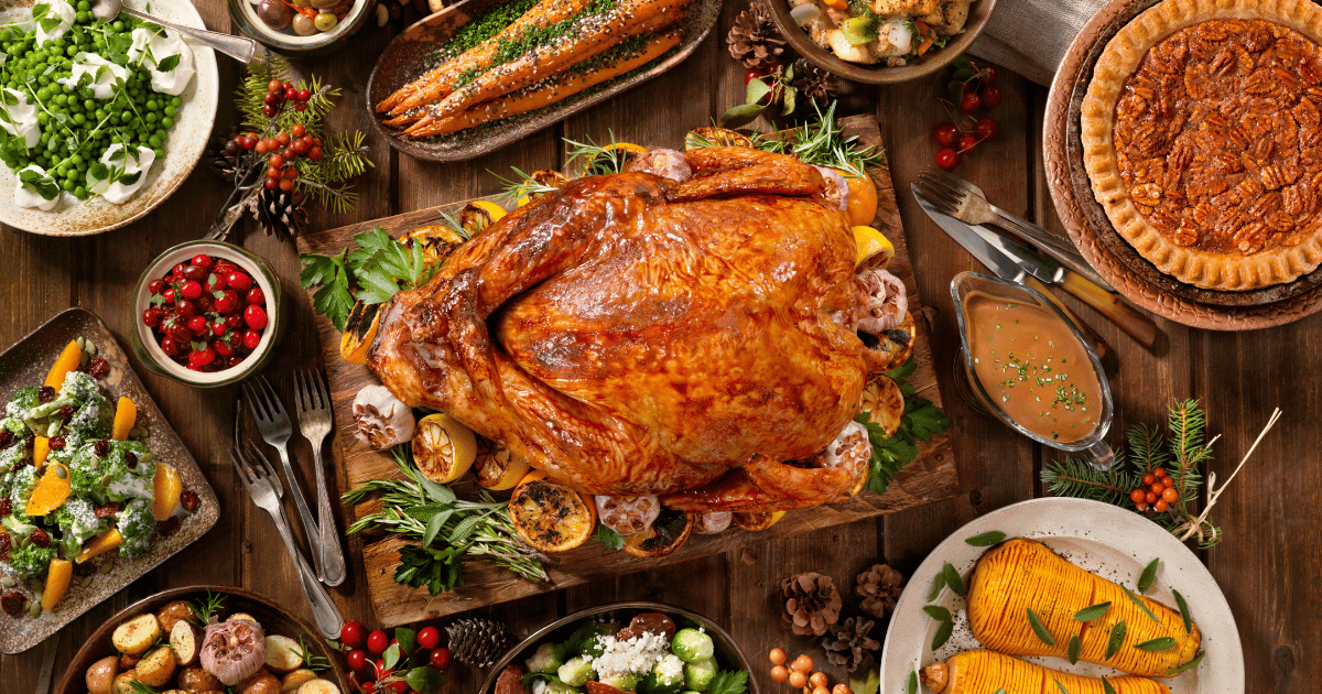 holiday dinner with turkey