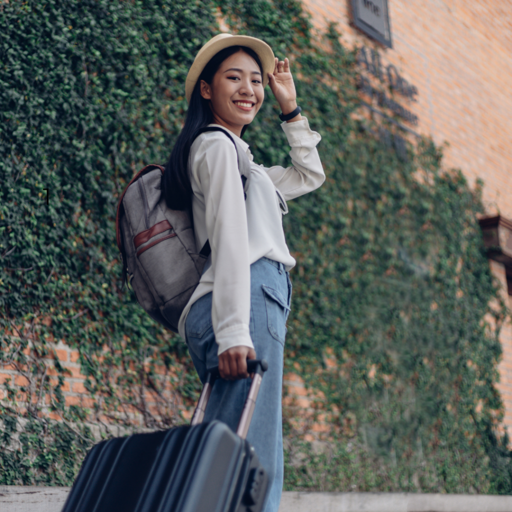 woman traveling with luggage