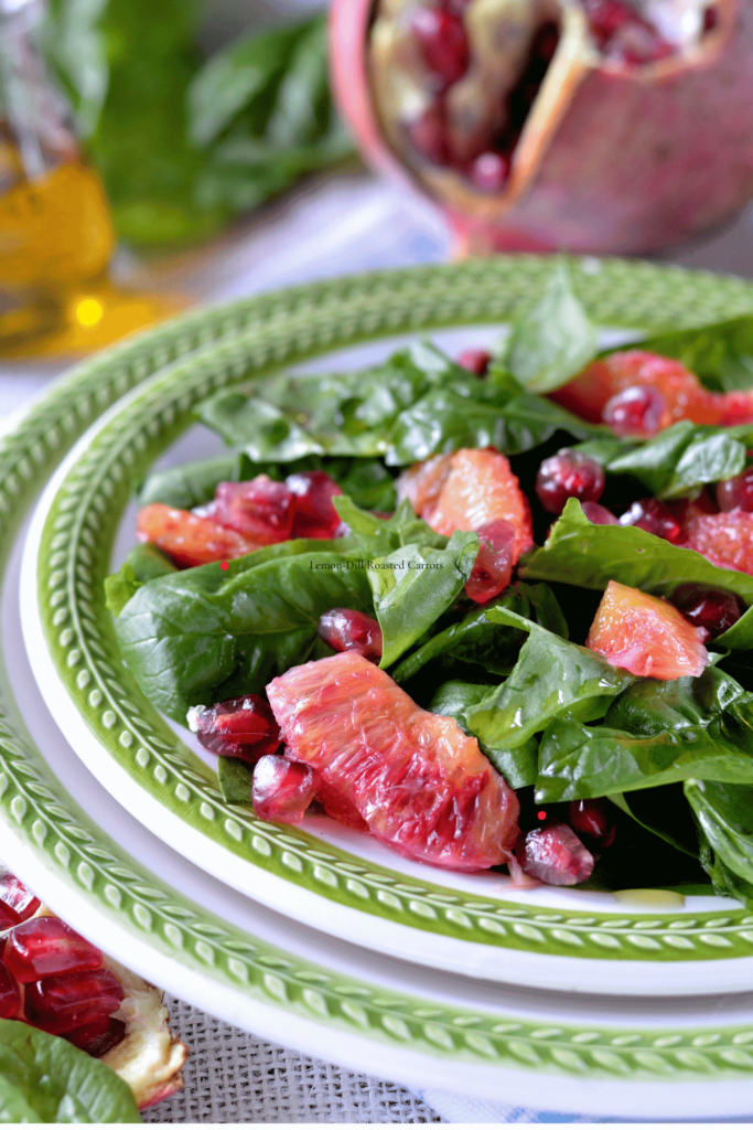 Spinach Salad with Pomegranate Seeds