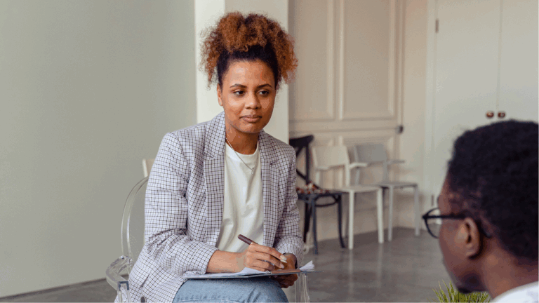 psychologist giving a therapy session